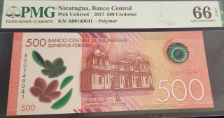 Tt Pk Unl 2017 Nicaragua 500 Cordobas Pmg 66 Epq Stunning Modern Gem Unc