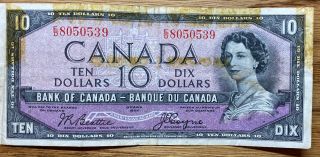 1954 Canada Canadian $10 Ten Dollar Devils Head Face Note World Currency