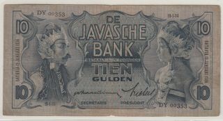 Netherlands Indies 10 Gulden Banknote 1934