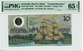 Australia P 49b 1988 (nd) 10 Dollars Commemorative Pmg 65 Epq Gem Unc