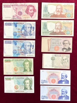 Italy 1000 - 50,  000 Lire 11 Notes Fine To Au - Unc