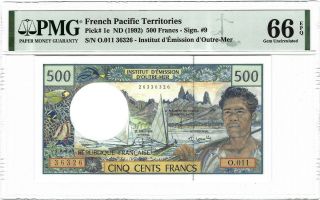 French Pacific Territories 500 Francs 1992,  P - 1e,  Pmg 66 Epq Gem Unc,  Pretty