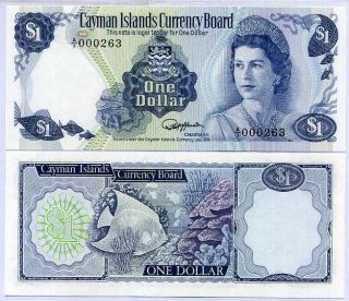 Cayman Islands 1 Dollar 1974 A/7 Low Serial Number P 5 Unc