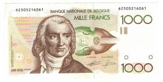 Beglium 1000 Francs Crisp Axf Banknote (1980 - 1996 Nd) P - 144 Signatures 13 & 4