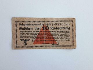 German Nazi Era Germany Kriegsgefangenen Lagergeld Banknote 10 Reichspfenning