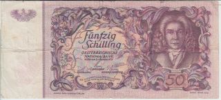 Austria Banknote P.  130 50 Schilling 2.  1.  1951,  F - Vf,  We Combine
