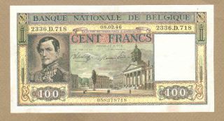 Belgium: 100 Francs Banknote,  (xf),  P - 126,  08.  02.  1946,