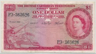 British Caribbean Territoties 1 Dollar 1960 17a - F/vf
