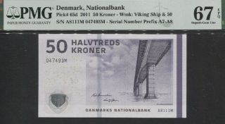 Tt Pk 65d 2011 Denmark Nationalbank 50 Kroner Pmg 67 Epq Tied As Best