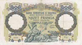 20 Franga Fine Banknote From Italian Occupied Albania 1939 Pick - 7