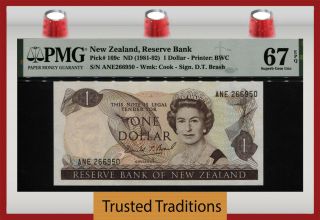 Tt Pk 169c Nd (1981 - 92) Zealand 1 Dollar Queen Elizabeth Ii Pmg 67epq