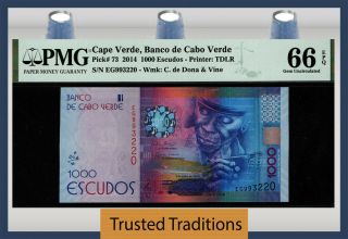 Tt Pk 73 2014 Cape Verde 1000 Escudos Code Di Dona Pmg 66 Epq Gem Uncirculated