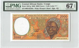 Central African States/ Congo 2000 P - 103cg Pmg Gem Unc 67 Epq 2000 Francs