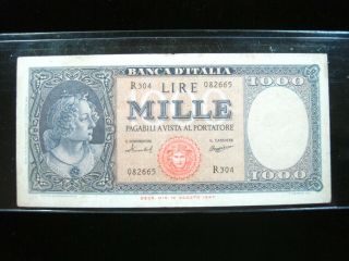 Italy 1000 Lire 1959 P88 1947 Italia 665 World Currency Bank Banknote Money