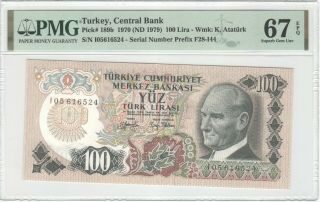 Turkey 100 Lira 1979 P - 189b Pmg 67 Epq