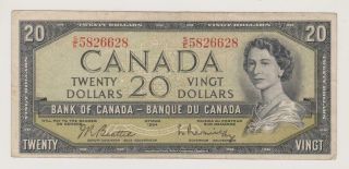 1954 Canada $20 Twenty Dollar Canadian Bank Note