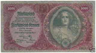 Austria 5000 Kronen 1922 Pick 79 Look Scans