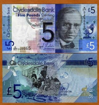 Scotland,  Clydesdale Bank,  5 Pounds,  2009,  P - 229i,  Unc Alexander Fleming