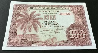 Equatorial Guinea - 100 Pesetas Guineanas 12.  10.  1969 Uncirculated