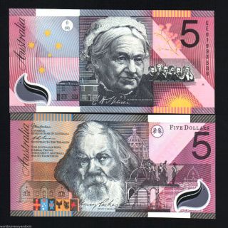 Australia 5 Dollars P56 2001 Polymer Commemorative Bank Note Unc Money Bill