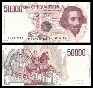 Italy,  50,  000 (50000) Lire D.  1984,  P - 113 (113a),  Gian Lorenzo Bernini