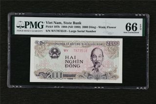 1988 Viet Nam State Bank 2000 Dong Pick 107b Pmg 66 Epq Gem Unc
