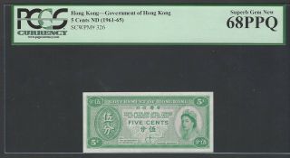 Hong Kong 5 Cents Nd (1961 - 65) P326 Uncirculated Grade 68