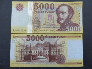 Billet De Banque Banknote Hongrie Hungary Ungarn 5000 Forint 2016 Neuf Unc