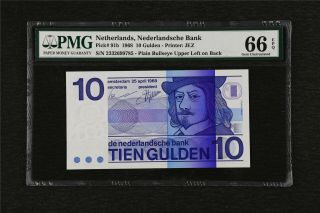 1968 Netherlands Nederlandsche Bank 10 Gulden Pick 91b Pmg 66 Epq Gem Unc