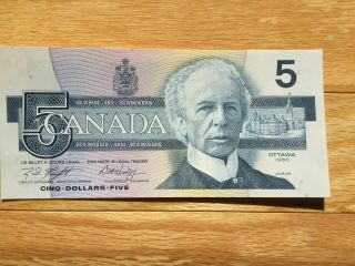 1986 Canada Five Dollar Replacement Bank Note Ch.  Unc.  Knight Dodge