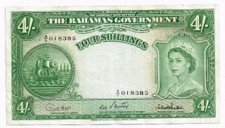 1953 Bahamas 4 Shillings Note - P13c