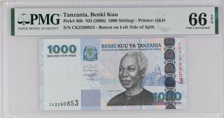 Tanzania 1000 Shillingi Nd 2006 P 36 Gem Unc Pmg 66 Epq