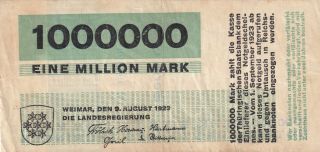 Germany 1 Million Mark Notgeld Thüringen 1923 Bauhaus Herbert Bayer Rare (b52)
