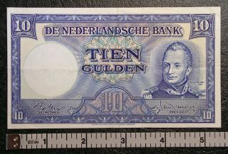 1949 Netherlands 10 Gulden P - 83 Banknote 4038