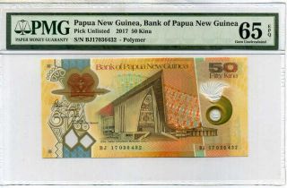 Papua Guinea 50 Kina 2017 P Polymer Gem Unc Pmg 65 Epq
