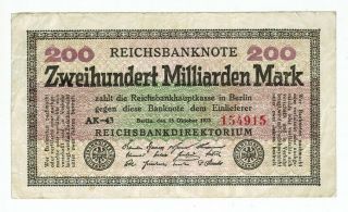 Germany Reichsbanknote 200 Billion Mark Berlin 1923