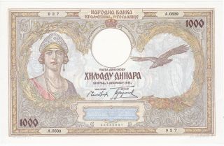Yugoslavia Kingdom 1000 Dinara 1931 P.  29 Xf - Aunc