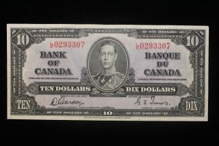 1937 Canada.  ($10) Ten Dollars.  Series L/d.  Gordon - Towers.