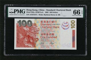 2003 Hong Kong China - Standard Chartered Bank 100 Dollars Pick 293a Pmg 66epq Unc