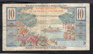 10 Francs Colbert From St Pierre Et Miquelon 1946 VG 2