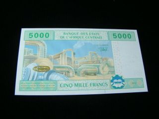 Central African States Gabon (A) 5000 Francs Banknote Gem Unc.  Pick 409Aa 2