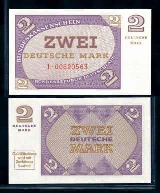 [99870] Germany West F - R Nd 1967 2 Mark Bank Note Bundeskassenschein Unc P29