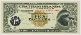 Chatham Islands Ten 10 Dollars Dated 1999 Polymer Note Uncirculated Unc