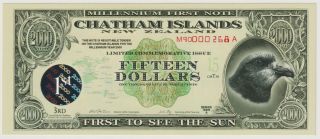 Chatham Islands 15 Dollars Dated 1999 Polymer Note Uncirculated Unc
