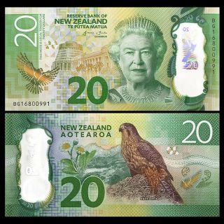 Zealand 20 Dollars,  2016,  P - 193,  Polymer,  Unc