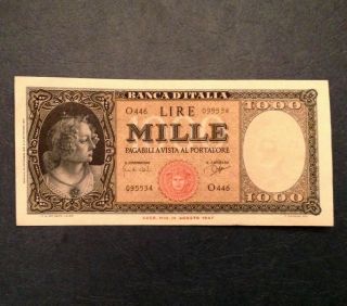 1961 Italy 1000 Lire Banknote - P89d