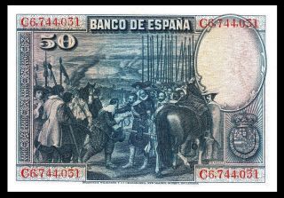 SPAIN / ESPAÑA,  50 Pesetas,  1928,  P - 75,  UNC Diego Velazquez 3