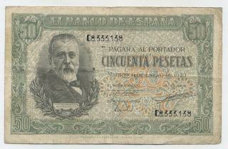 Spain España 50 Pesetas 9 - 1 - 1940 Pick 117.  A Fine Circulated Banknote C8333138
