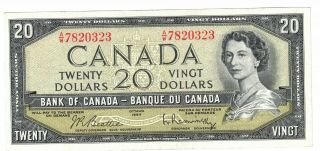 1954 $20 Bank Of Canada Note Beattie Rasminsky