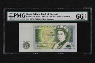 1981 - 84 Great Britain Bank Of England 1 Pound Pick 377b Pmg 66 Epq Gem Unc